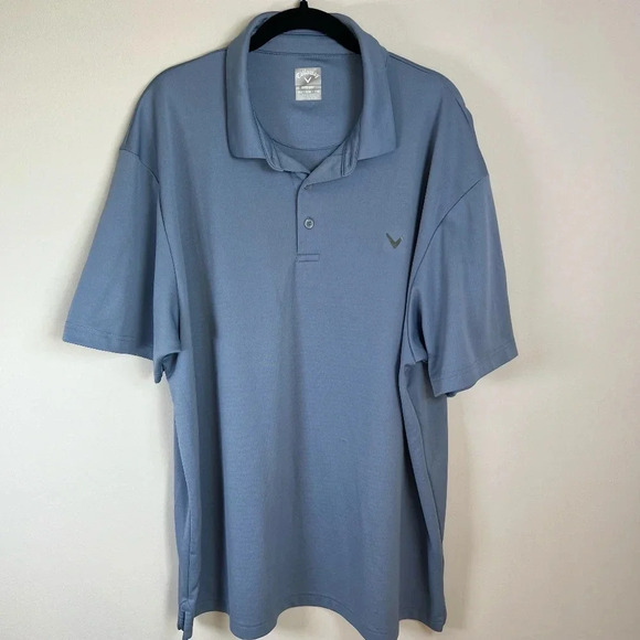 Callaway Men's Opti-Dri Golf Polo Shirt Blue Micro Textured Performance XXL Flaw - Picture 1 of 12